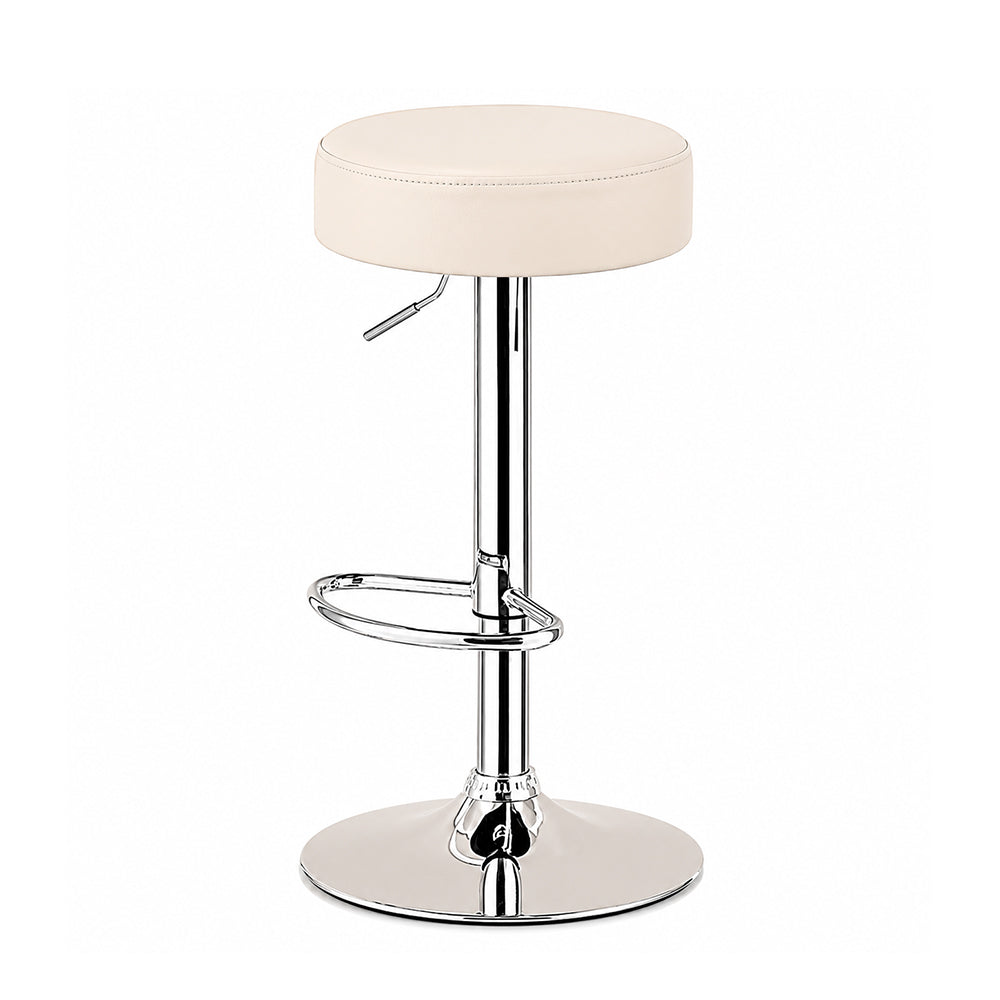 Linon Beige Adjustable Swivel Bar Stool with Chrome Hydraulic Base