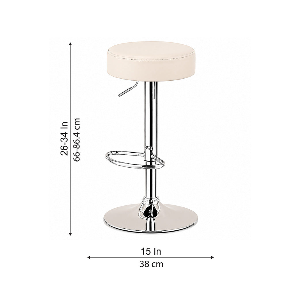 Linon Beige Adjustable Swivel Bar Stool with Chrome Hydraulic Base