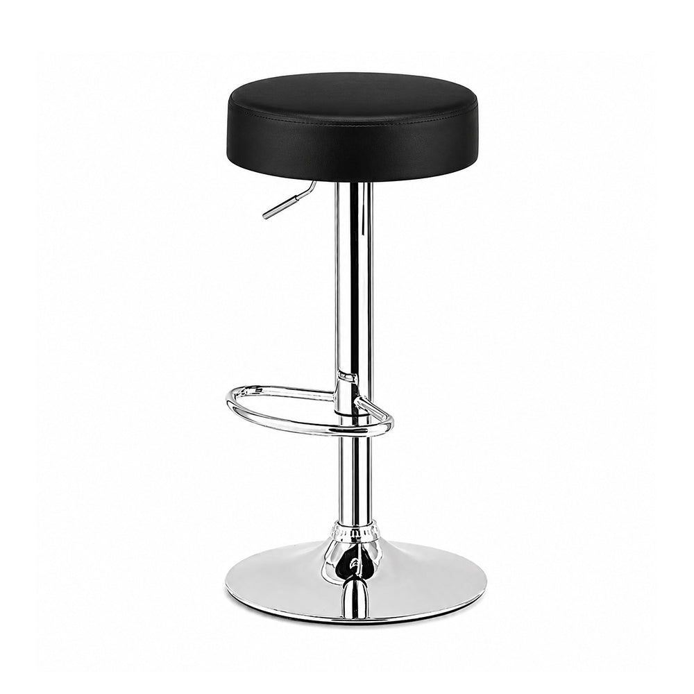 Linon Black Adjustable Swivel Bar Stool with Chrome Hydraulic Base