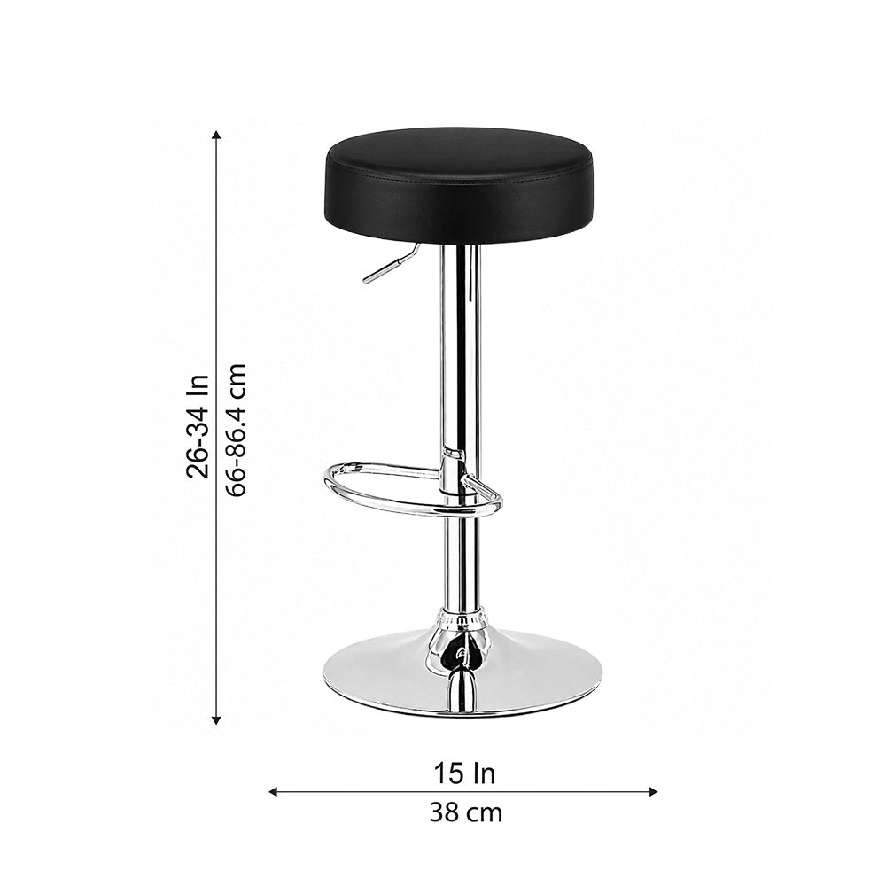 Linon Black Adjustable Swivel Bar Stool with Chrome Hydraulic Base