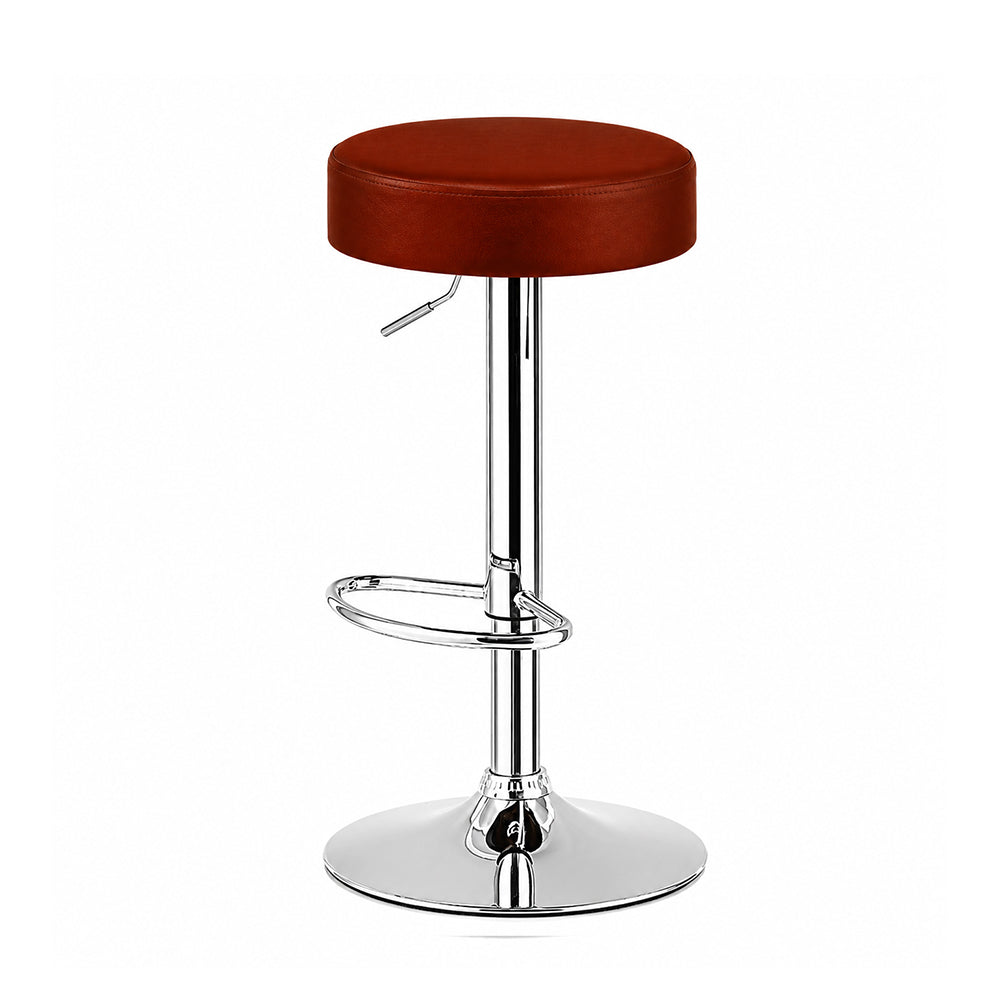 Linon Brown Adjustable Swivel Bar Stool with Chrome Hydraulic Base