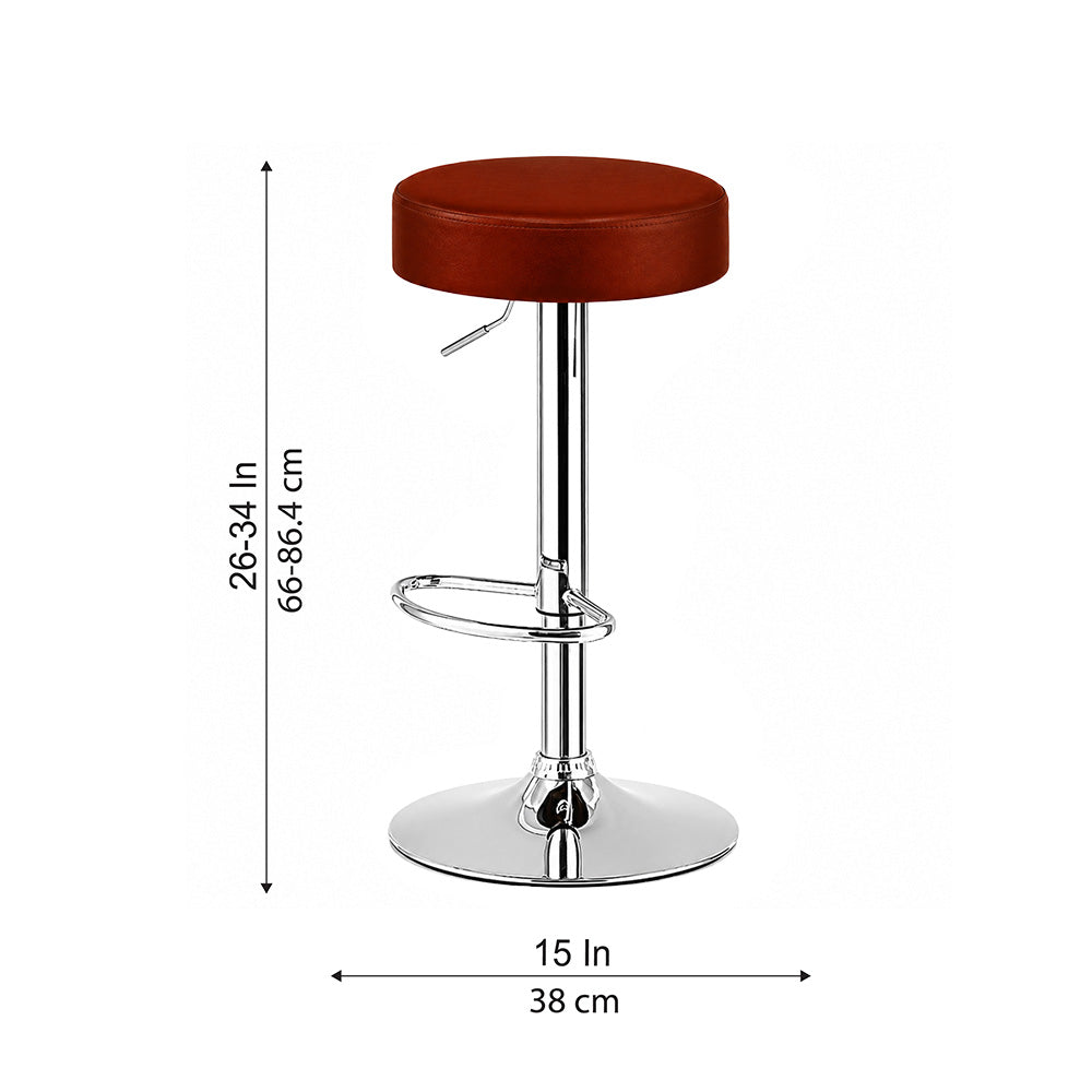 Linon Brown Adjustable Swivel Bar Stool with Chrome Hydraulic Base