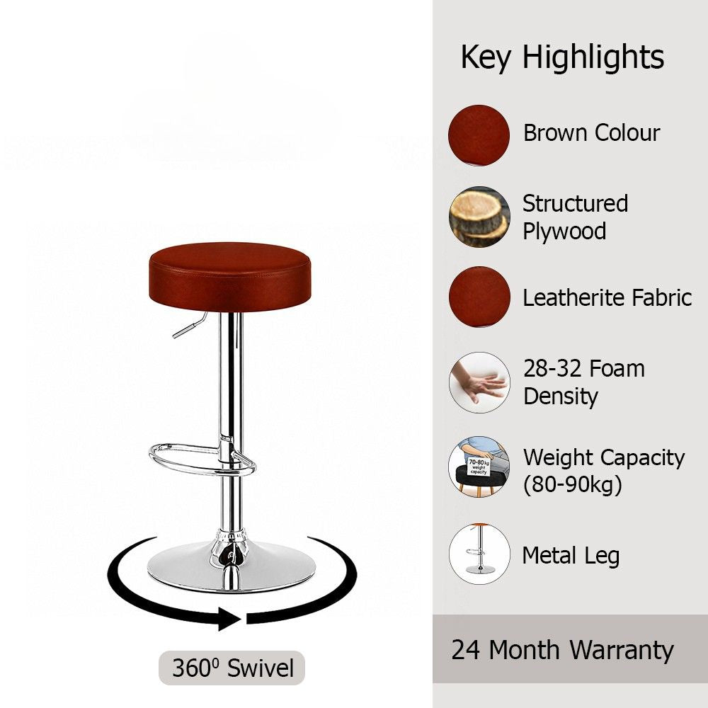 Linon Brown Adjustable Swivel Bar Stool with Chrome Hydraulic Base