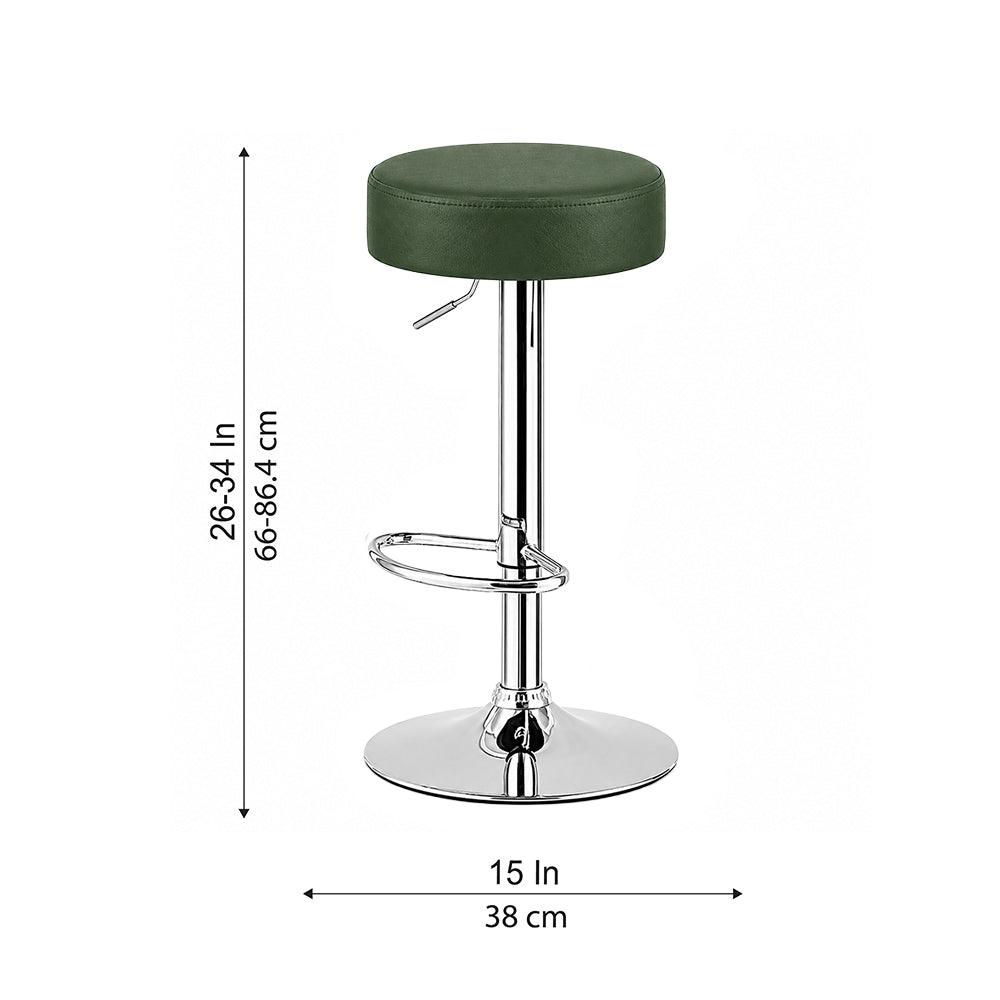 Linon Green Adjustable Swivel Bar Stool with Chrome Hydraulic Base