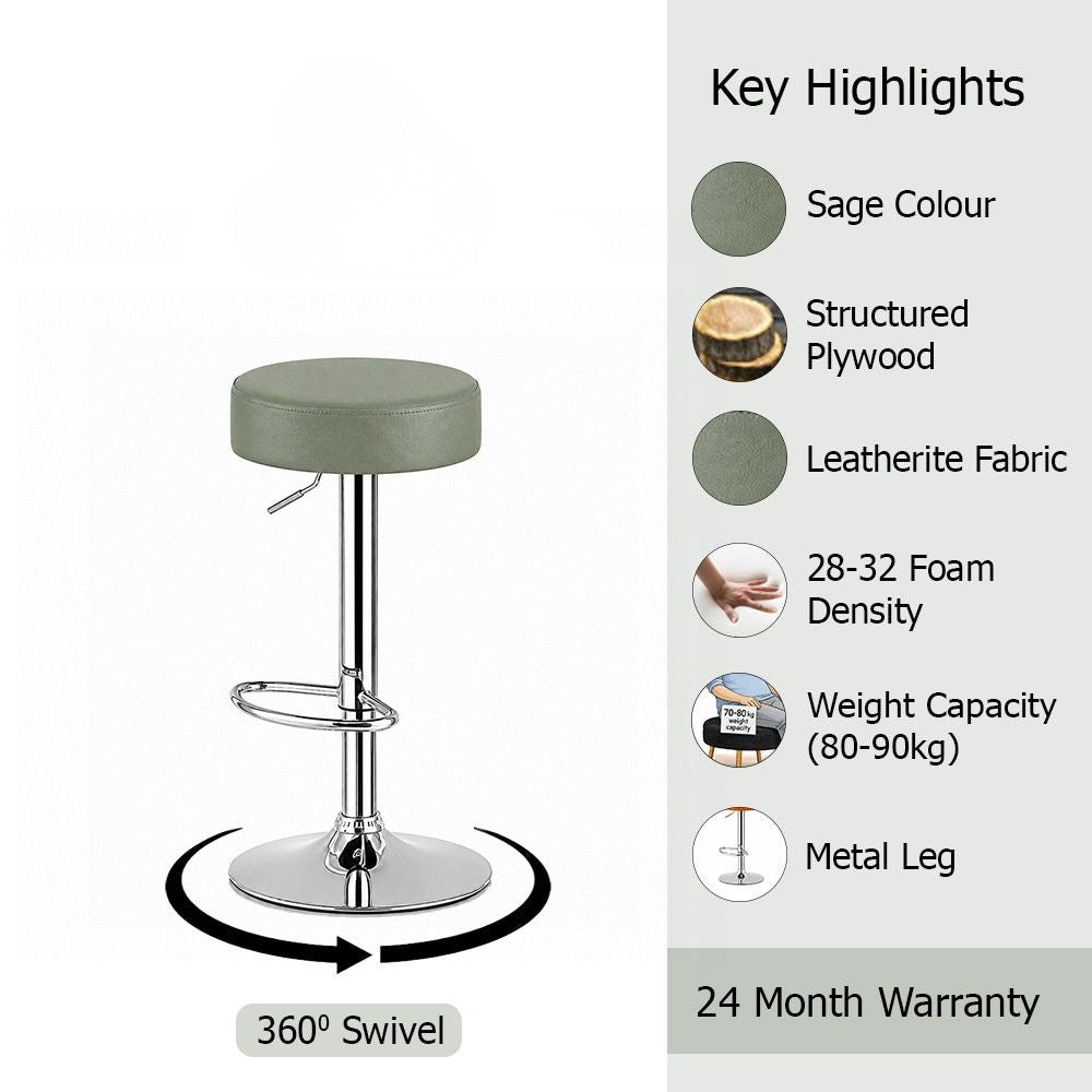 Linon Sage Adjustable Swivel Bar Stool with Chrome Hydraulic Base
