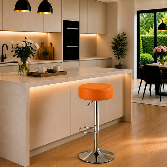 Linon Tan Adjustable Swivel Bar Stool with Chrome Hydraulic Base