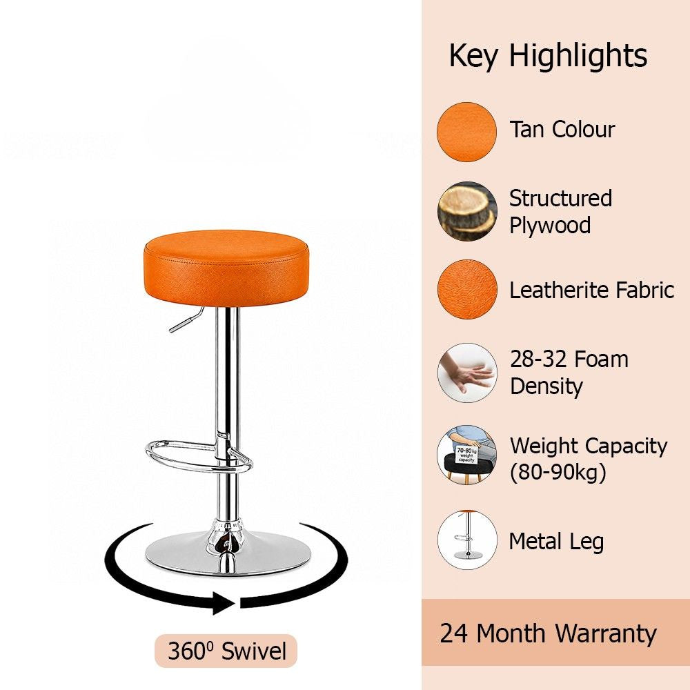 Linon Tan Adjustable Swivel Bar Stool with Chrome Hydraulic Base