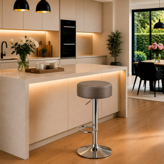 Linon Grey Adjustable Swivel Bar Stool with Chrome Hydraulic Base