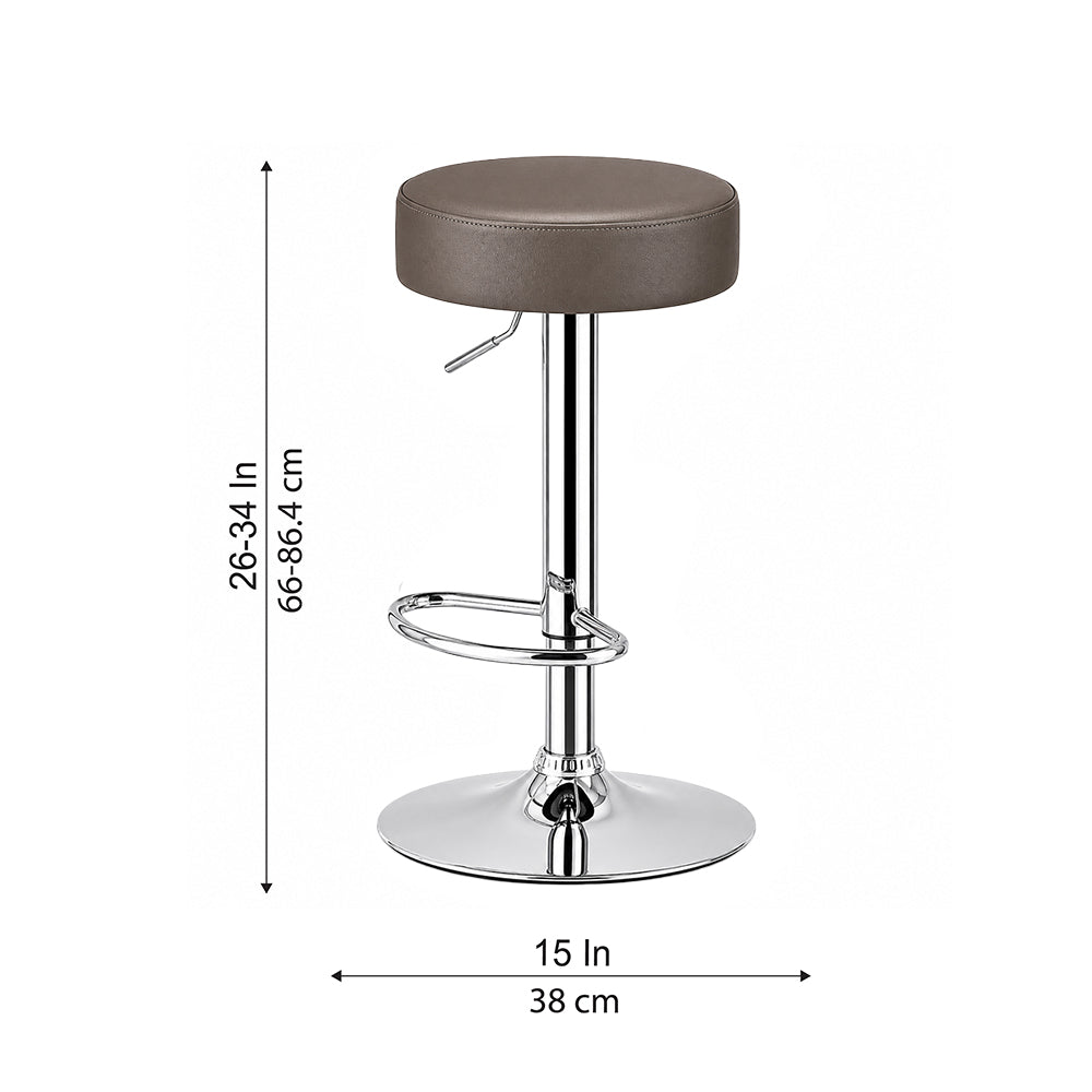 Linon Grey Adjustable Swivel Bar Stool with Chrome Hydraulic Base