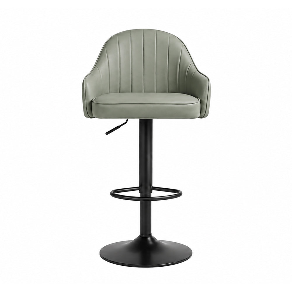 Kaelis Sage Faux Leather Adjustable Swivel Bar Stool with Black Hydraulic Base
