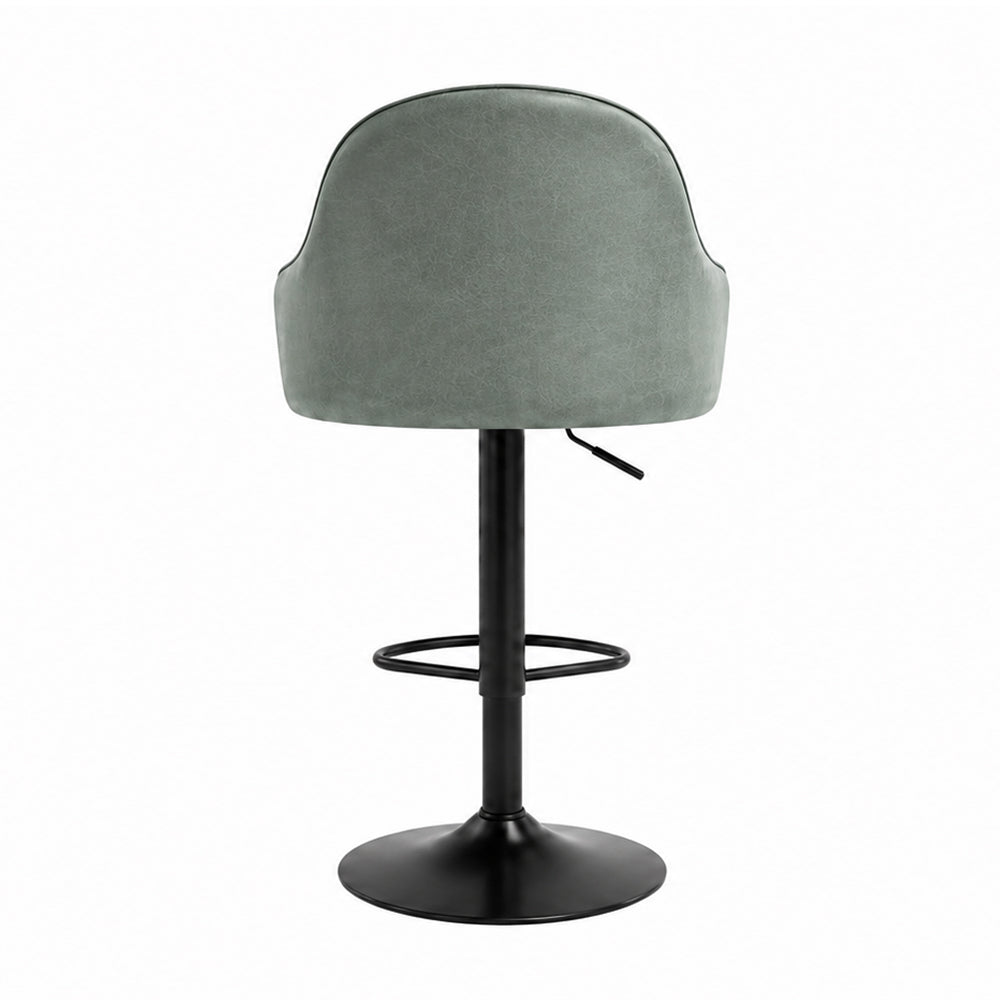 Kaelis Sage Faux Leather Adjustable Swivel Bar Stool with Black Hydraulic Base