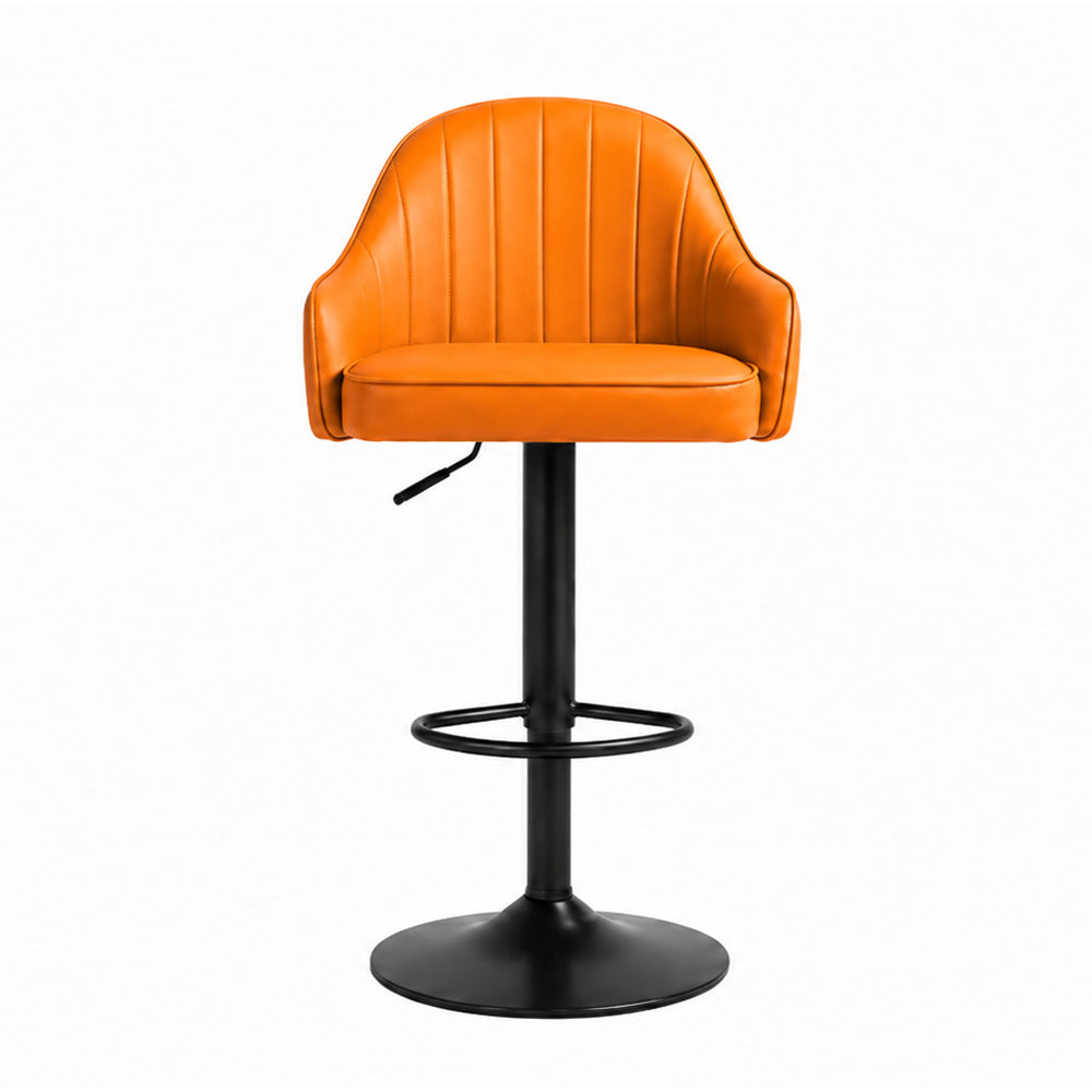 Kaelis Tan Faux Leather Adjustable Swivel Bar Stool with Black Hydraulic Base