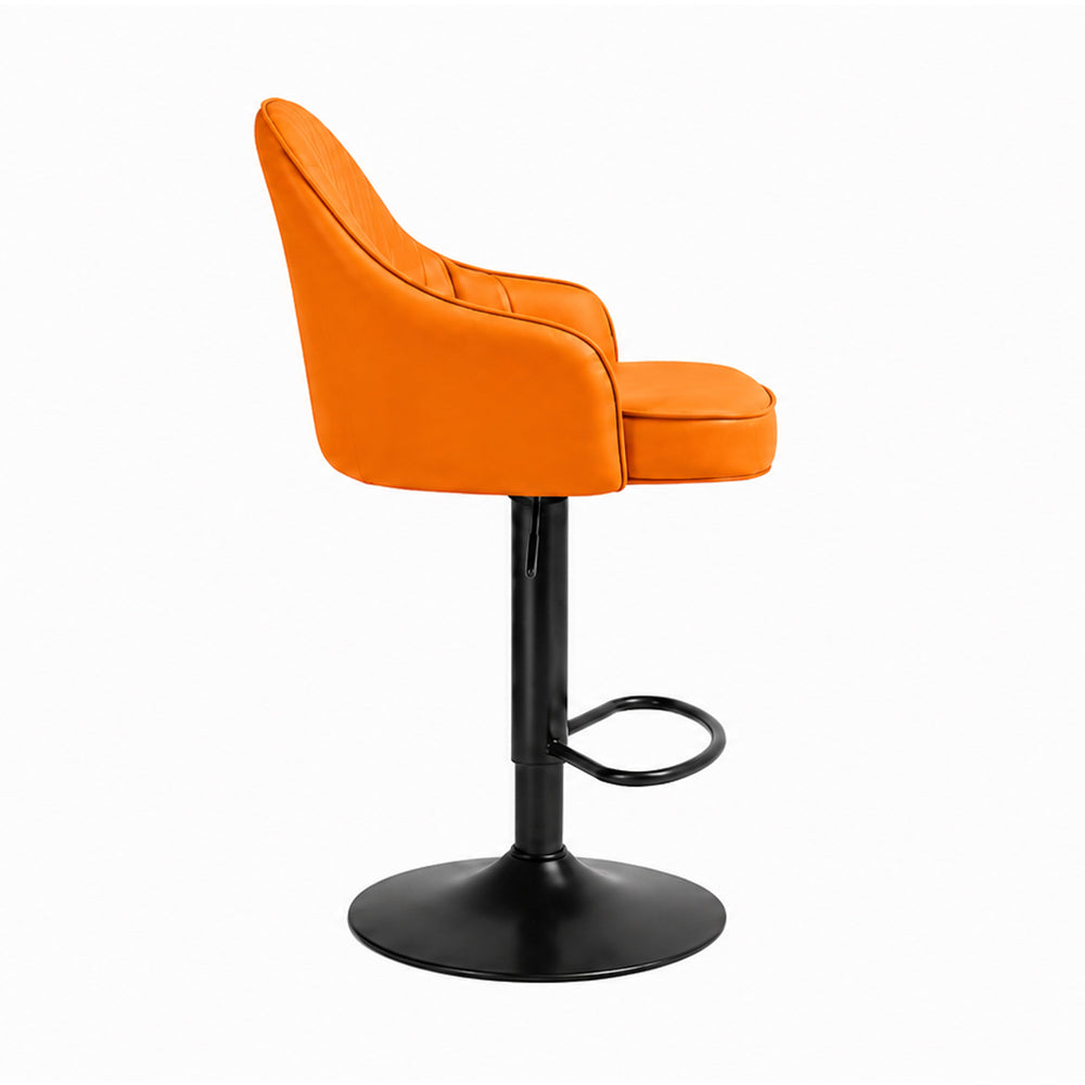 Kaelis Tan Faux Leather Adjustable Swivel Bar Stool with Black Hydraulic Base