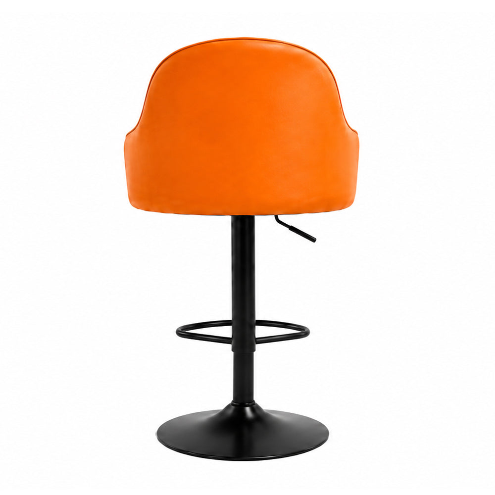 Kaelis Tan Faux Leather Adjustable Swivel Bar Stool with Black Hydraulic Base