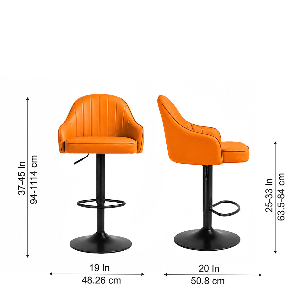 Kaelis Tan Faux Leather Adjustable Swivel Bar Stool with Black Hydraulic Base