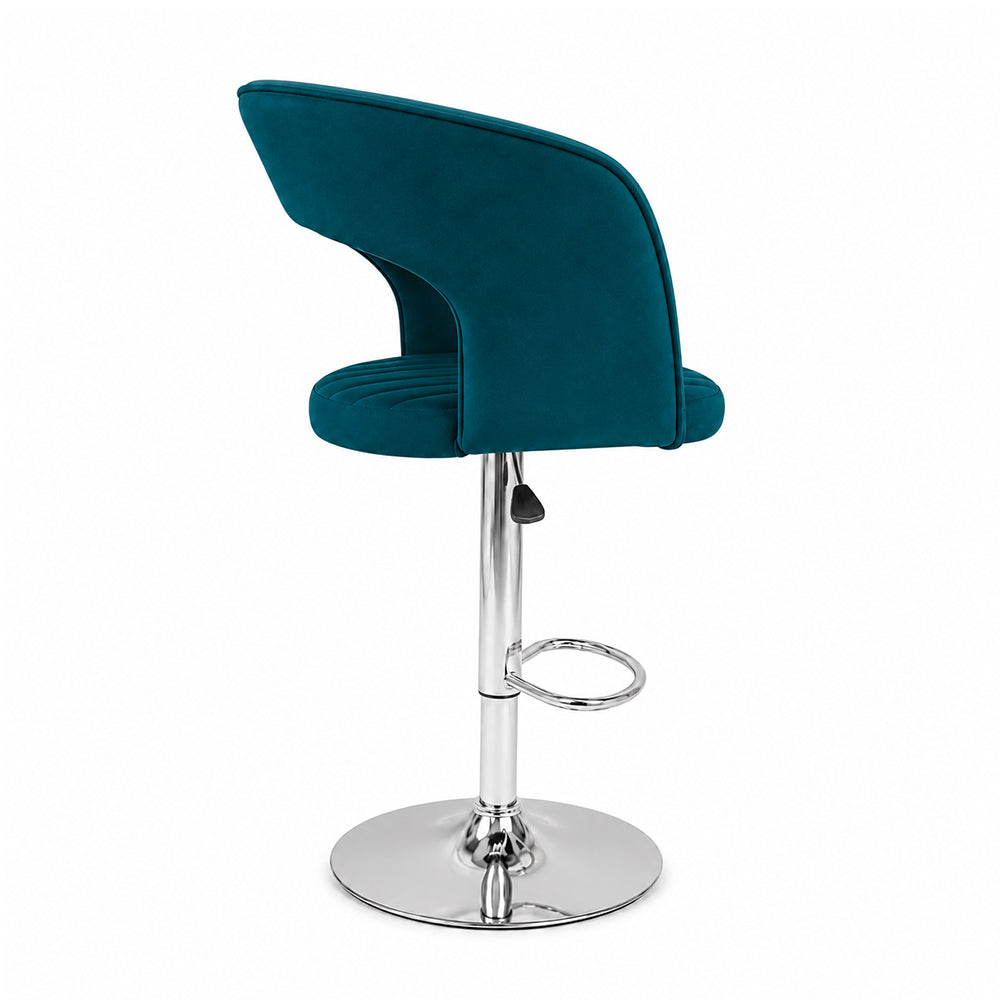 Alvix Teal Upholstered Adjustable Swivel Bar Stool with Chrome Hydraulic Base