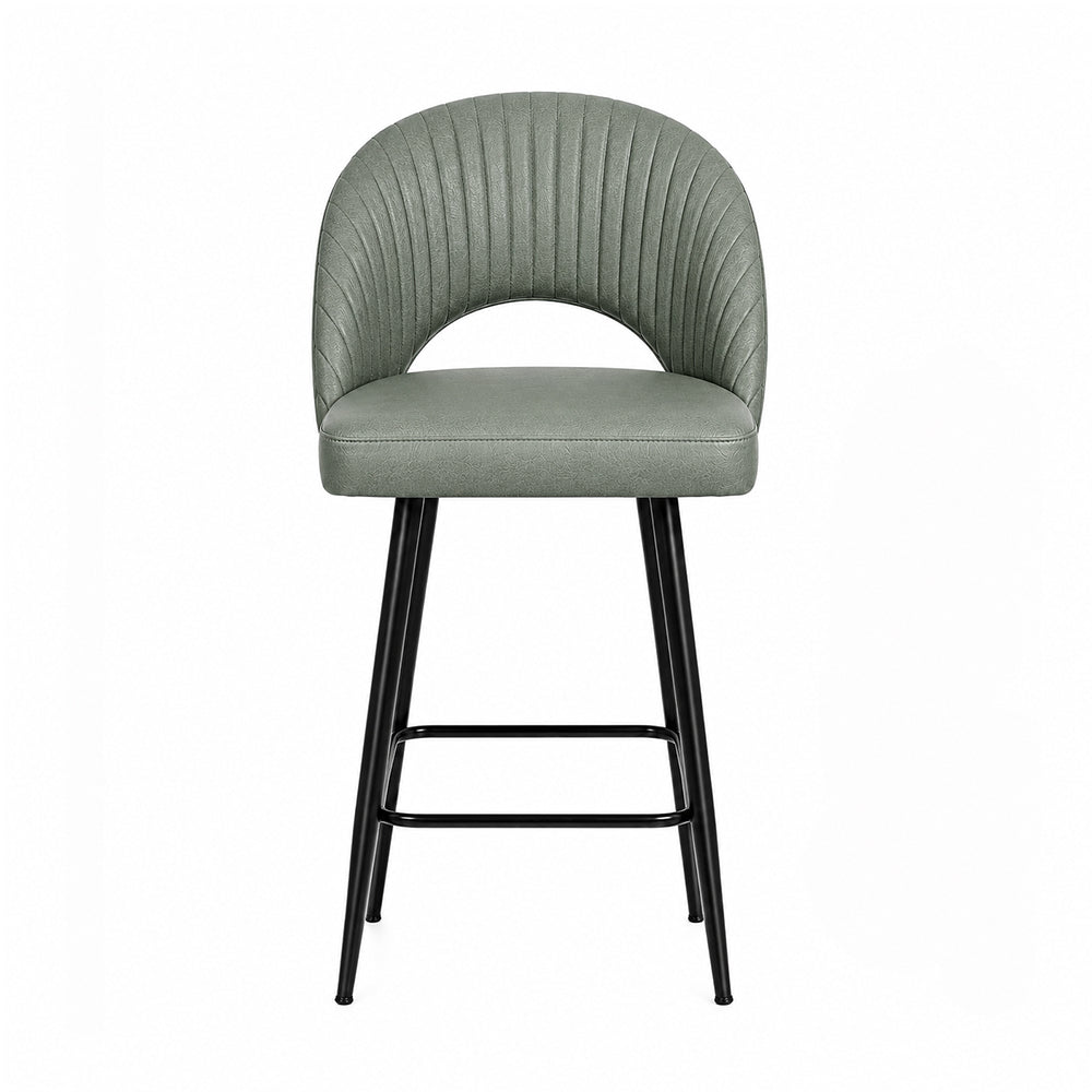 Vellor Sage Faux Leather Counter Height Bar Stool with Black Metal Legs
