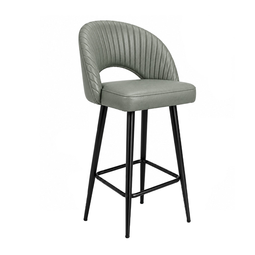 Vellor Sage Faux Leather Counter Height Bar Stool with Black Metal Legs