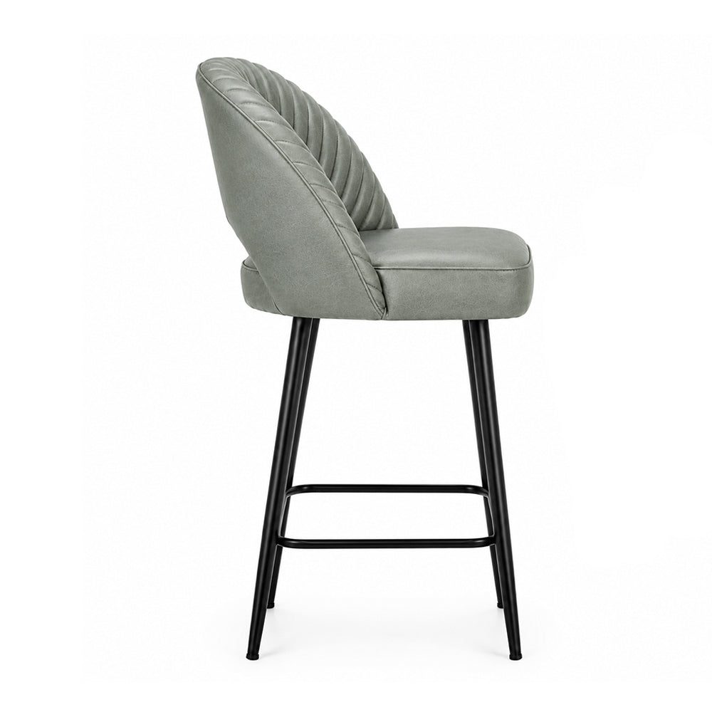 Vellor Sage Faux Leather Counter Height Bar Stool with Black Metal Legs