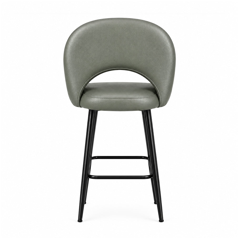 Vellor Sage Faux Leather Counter Height Bar Stool with Black Metal Legs