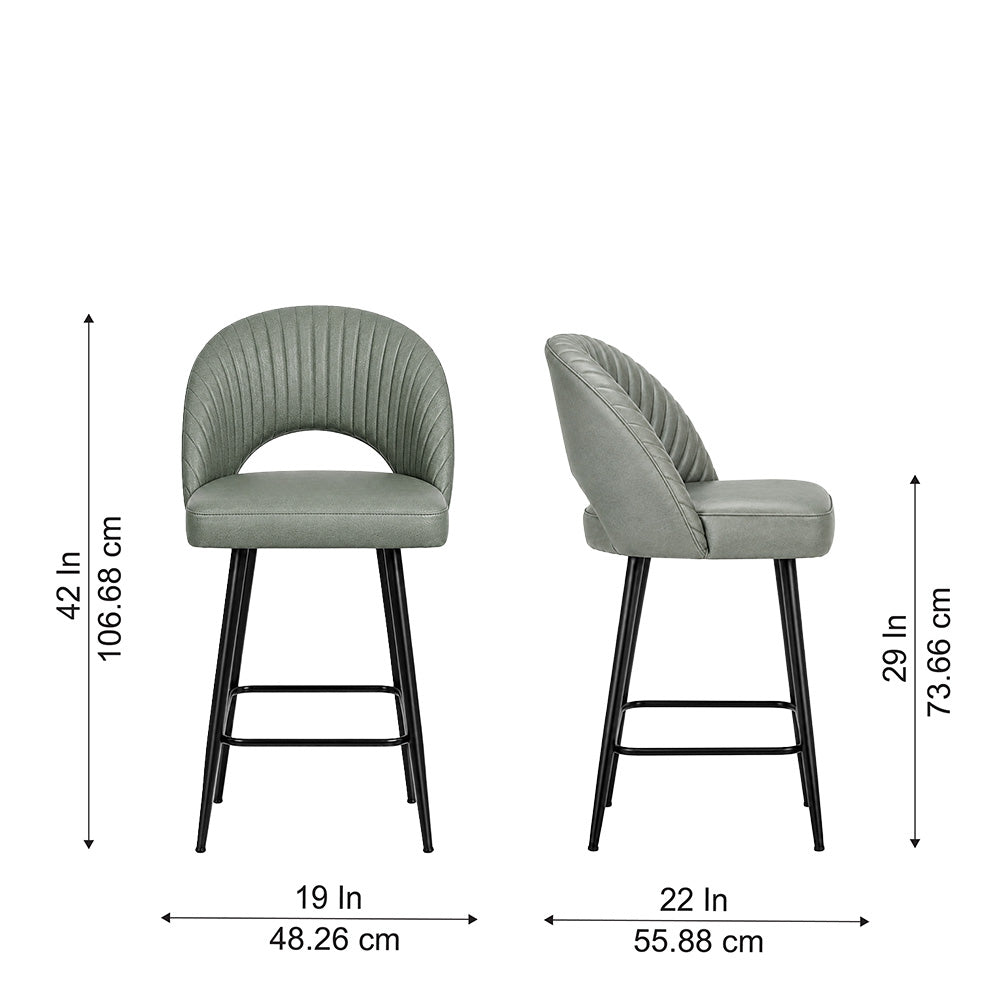 Vellor Sage Faux Leather Counter Height Bar Stool with Black Metal Legs