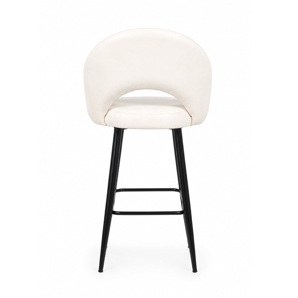 Vellor White Faux Leather Counter Height Bar Stool with Black Metal Legs