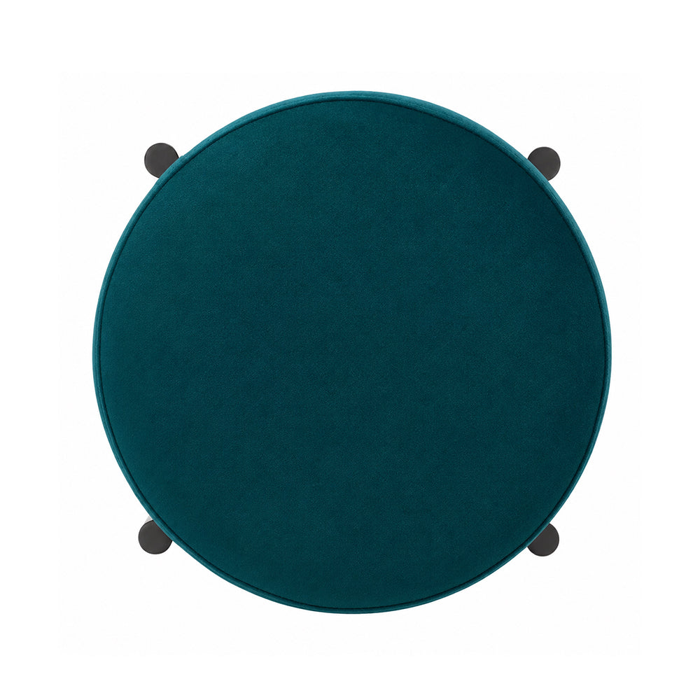 Rovik Teal Backless Upholstered Counter Height Bar Stool with Black Metal Frame