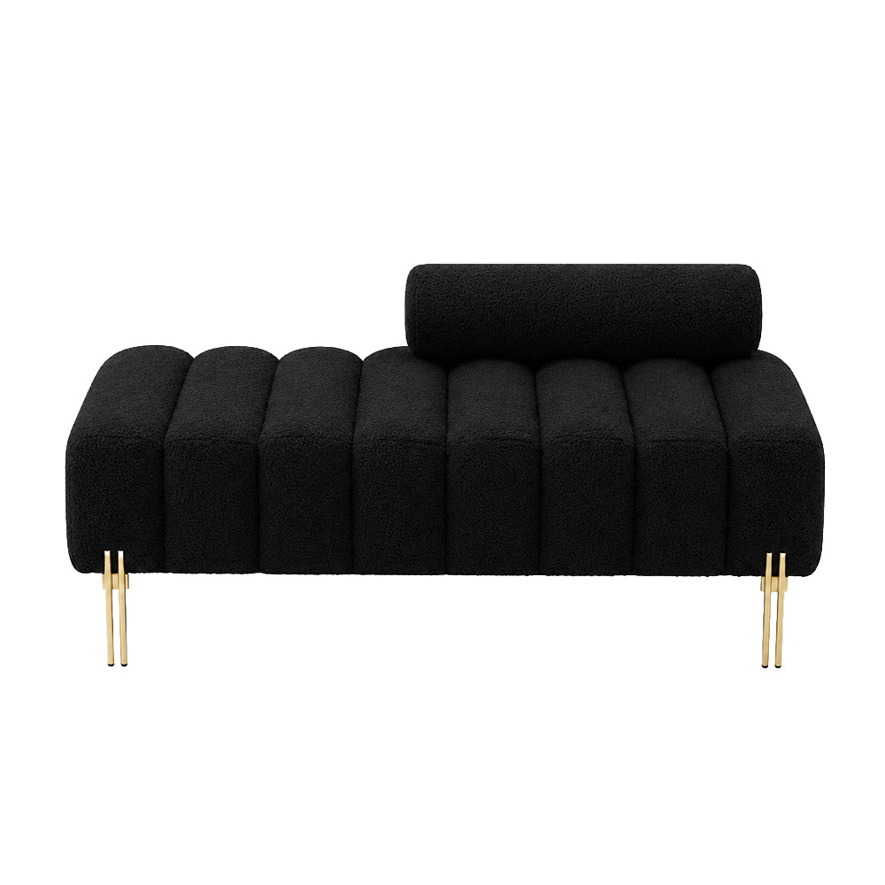 Black Boucle Accent Lounge Chair with Gold Metal Legs