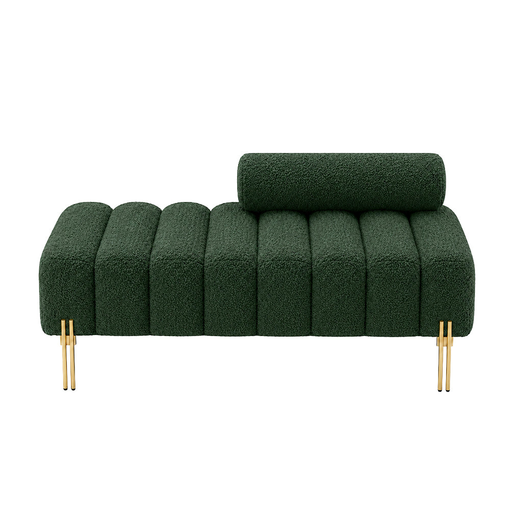 Green Boucle Accent Lounge Chair with Gold Metal Legs