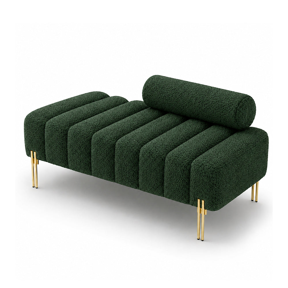 Green Boucle Accent Lounge Chair with Gold Metal Legs
