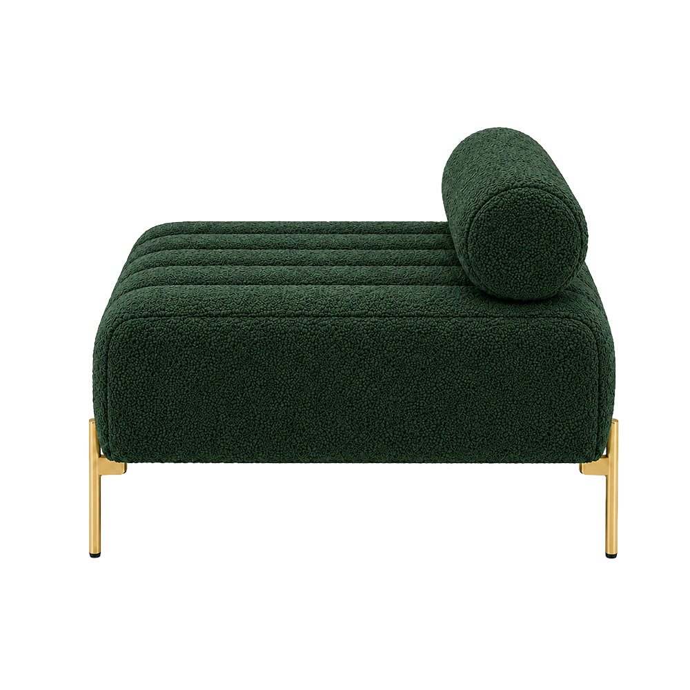 Green Boucle Accent Lounge Chair with Gold Metal Legs
