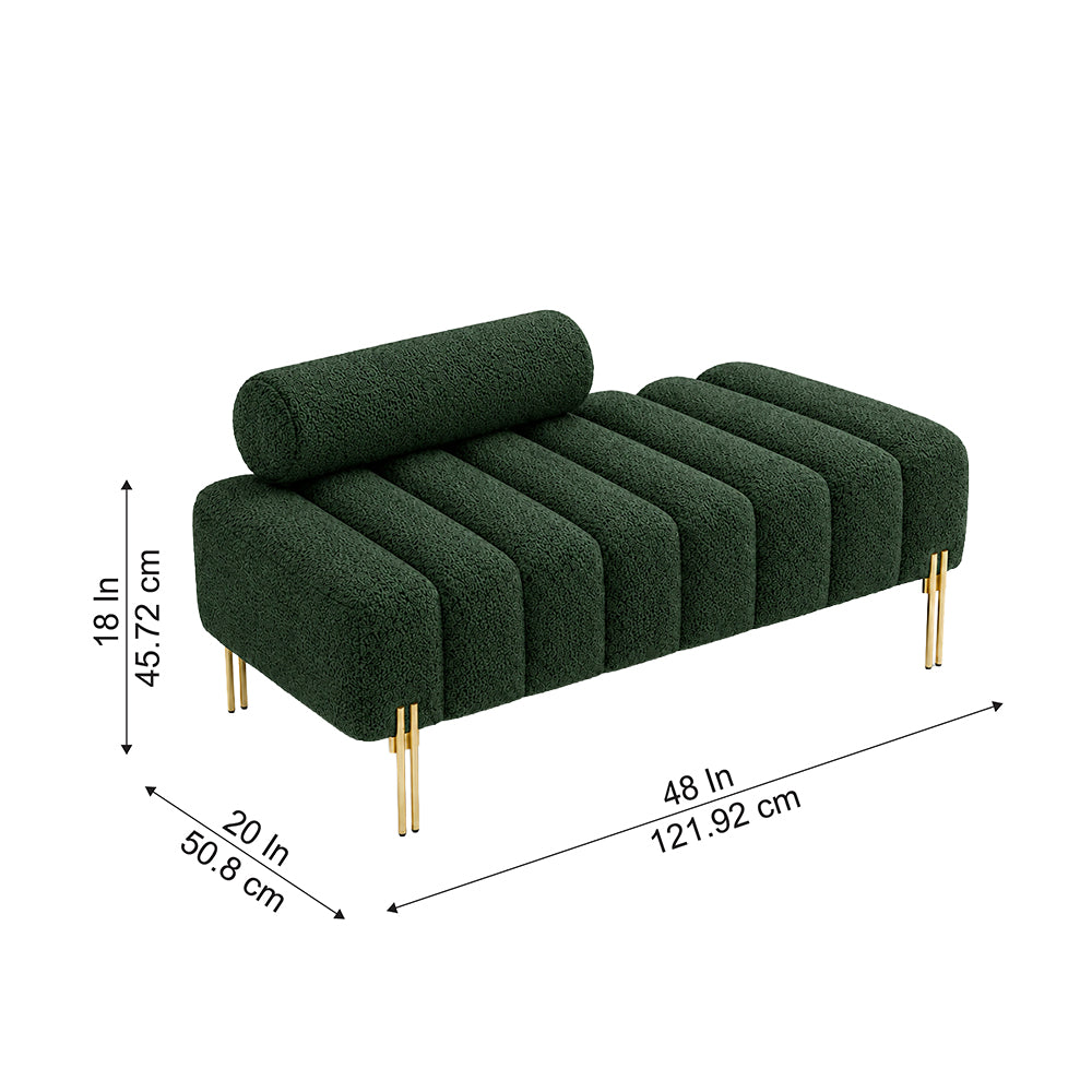 Green Boucle Accent Lounge Chair with Gold Metal Legs