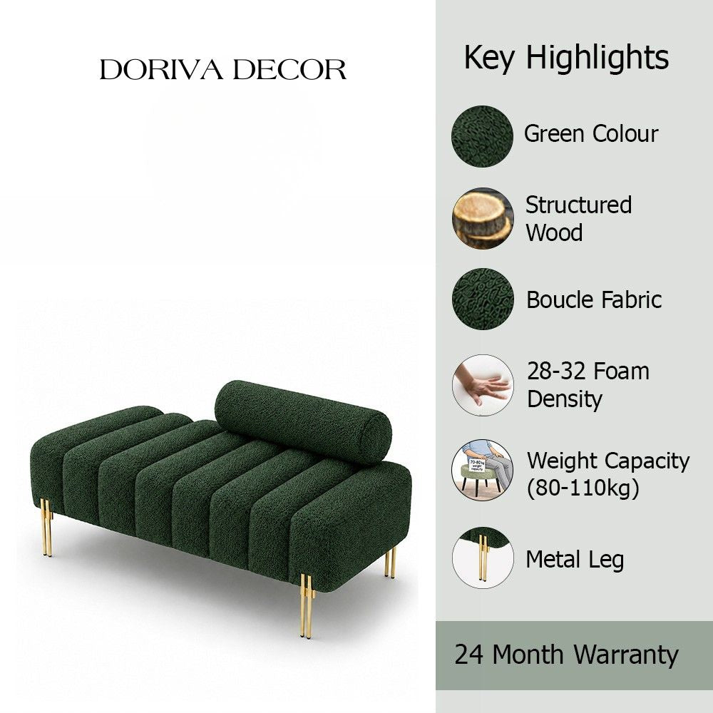 Green Boucle Accent Lounge Chair with Gold Metal Legs