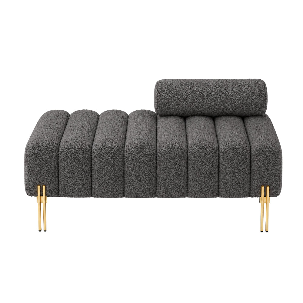 Grey Boucle Accent Lounge Chair with Gold Metal Legs