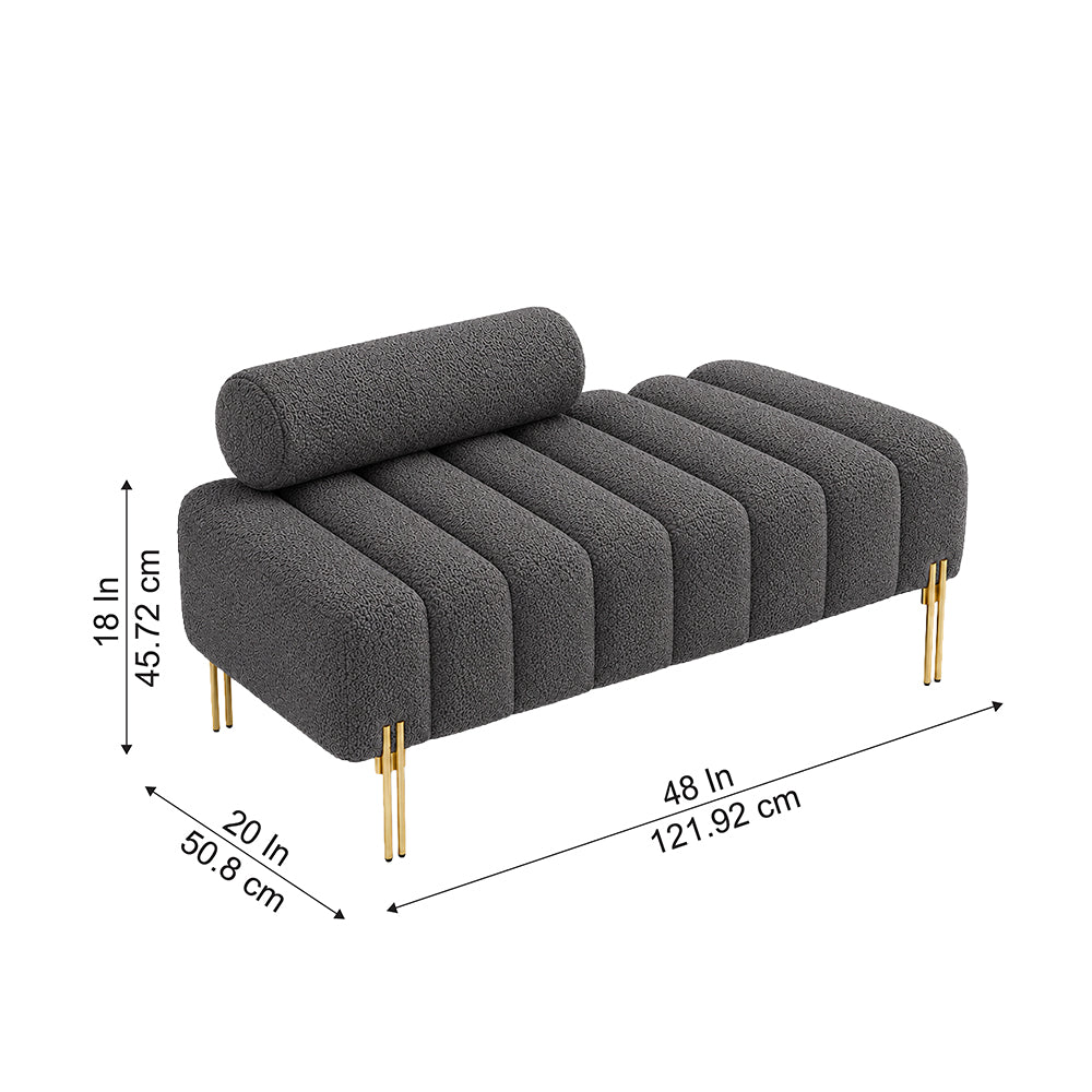 Grey Boucle Accent Lounge Chair with Gold Metal Legs