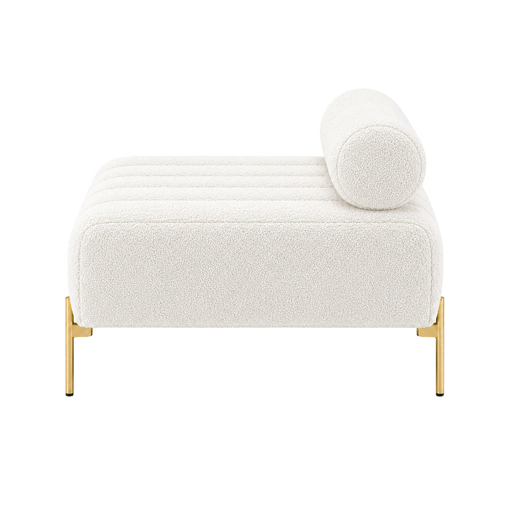 White Boucle Accent Lounge Chair with Gold Metal Legs