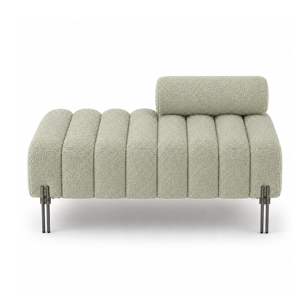 Sage Boucle Accent Lounge Chair with Black Metal Legs