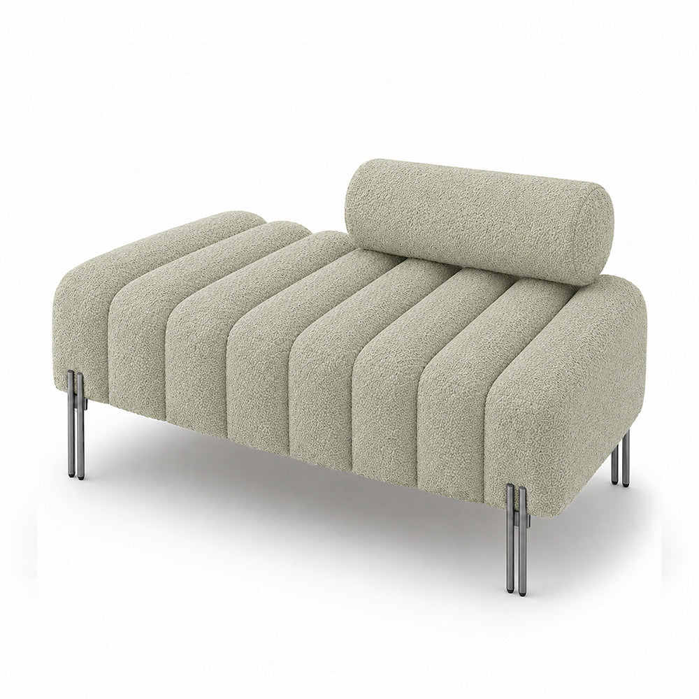 Sage Boucle Accent Lounge Chair with Black Metal Legs