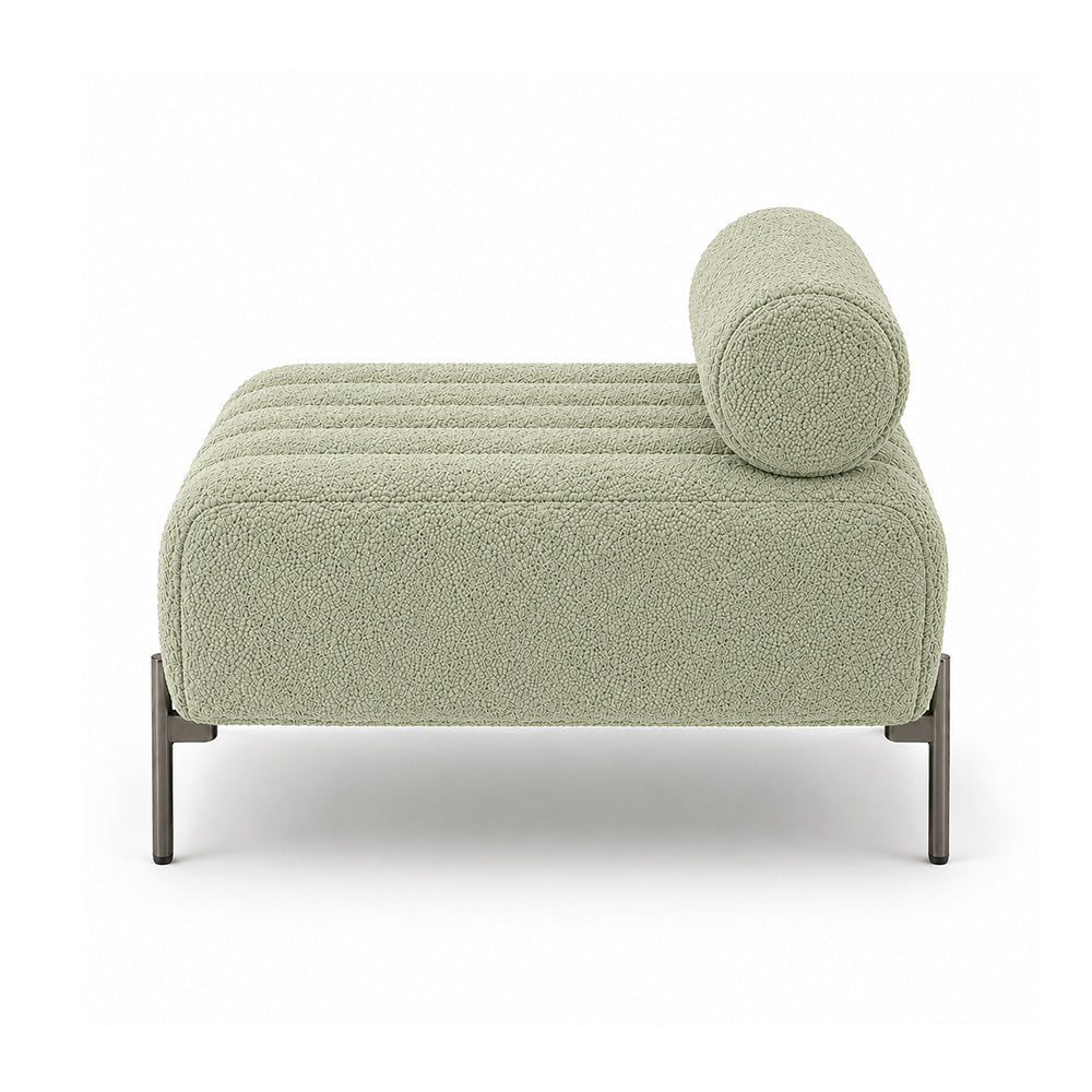 Sage Boucle Accent Lounge Chair with Black Metal Legs