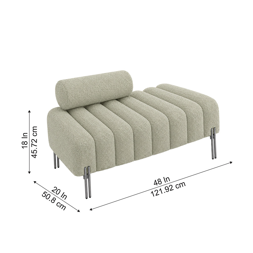 Sage Boucle Accent Lounge Chair with Black Metal Legs