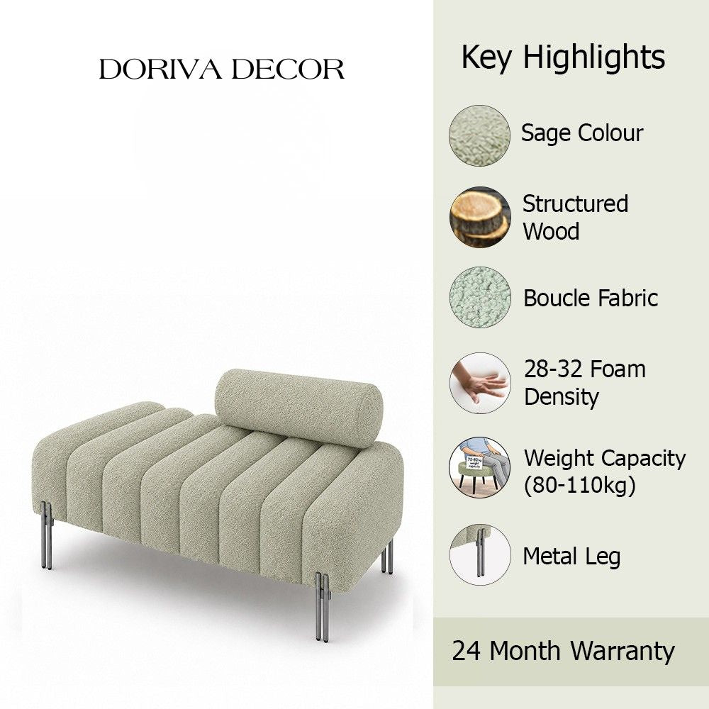 Sage Boucle Accent Lounge Chair with Black Metal Legs