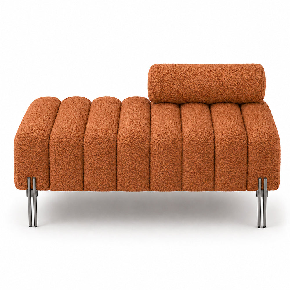 Rust Boucle Accent Lounge Chair with Black Metal Legs