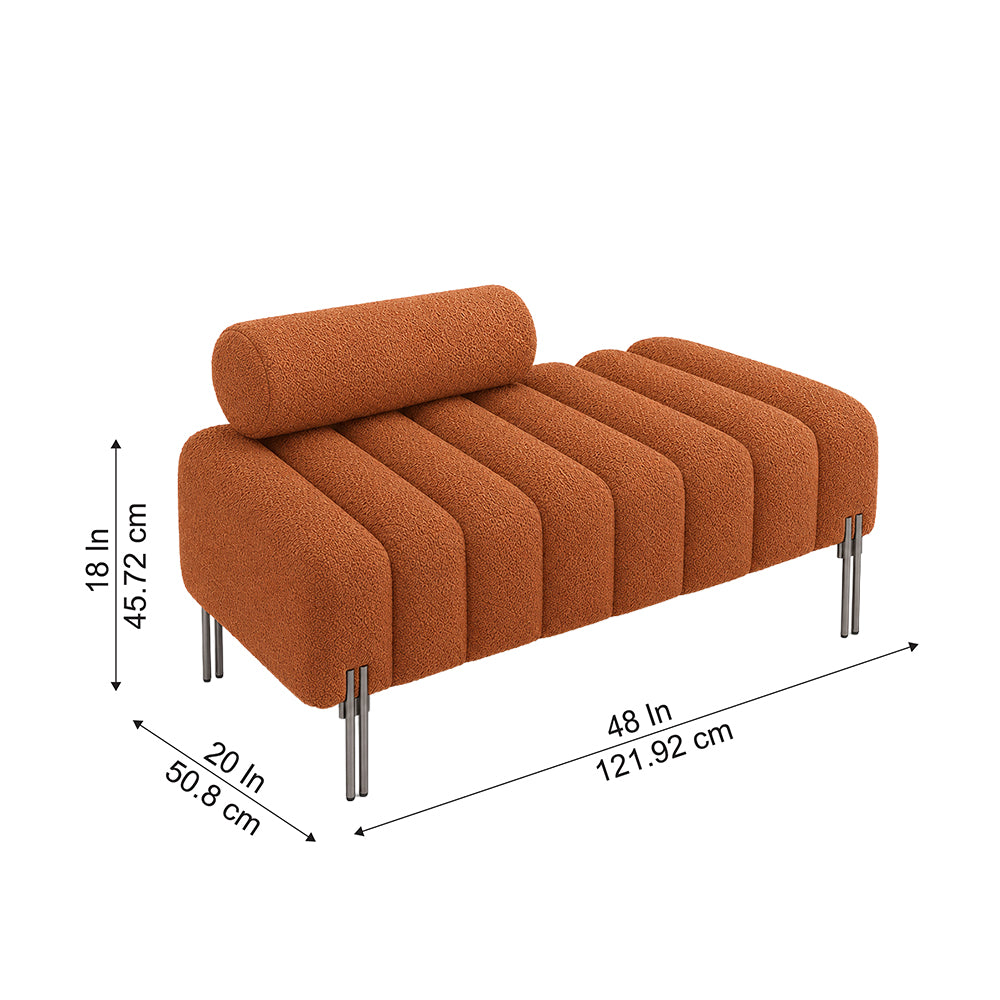 Rust Boucle Accent Lounge Chair with Black Metal Legs